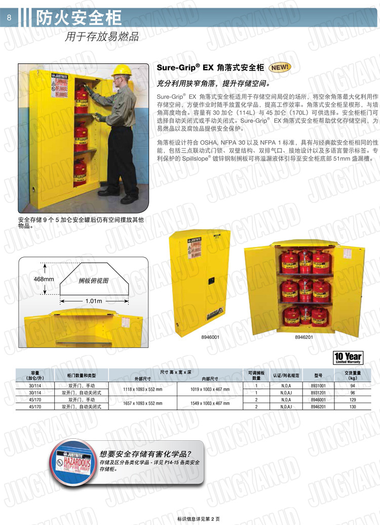 美國(guó)杰斯瑞特，防火安全柜，justrite防火柜，justrite安全柜，防爆柜justrite